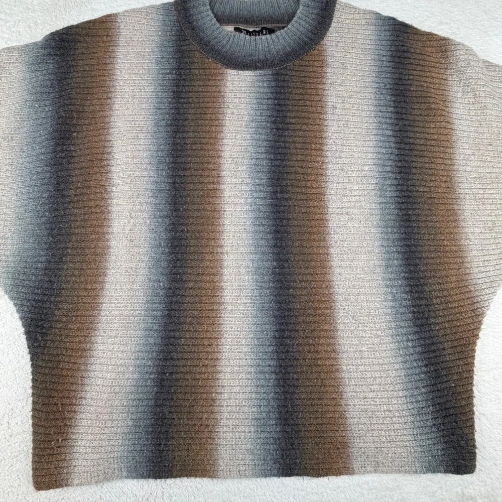 SISTERS‎ Ombre Striped Wool Blend Sweater Mock Neck Dolman Sleeve Women S/M